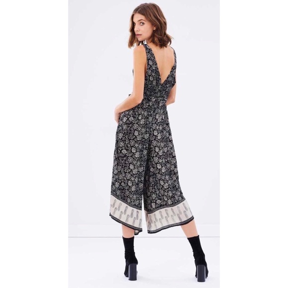 Amuse Society Pants - Amuse Society Calypso Midi Jumpsuit Black Print